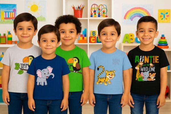 Kids Cotton DTF T-shirt(Pack of 5)