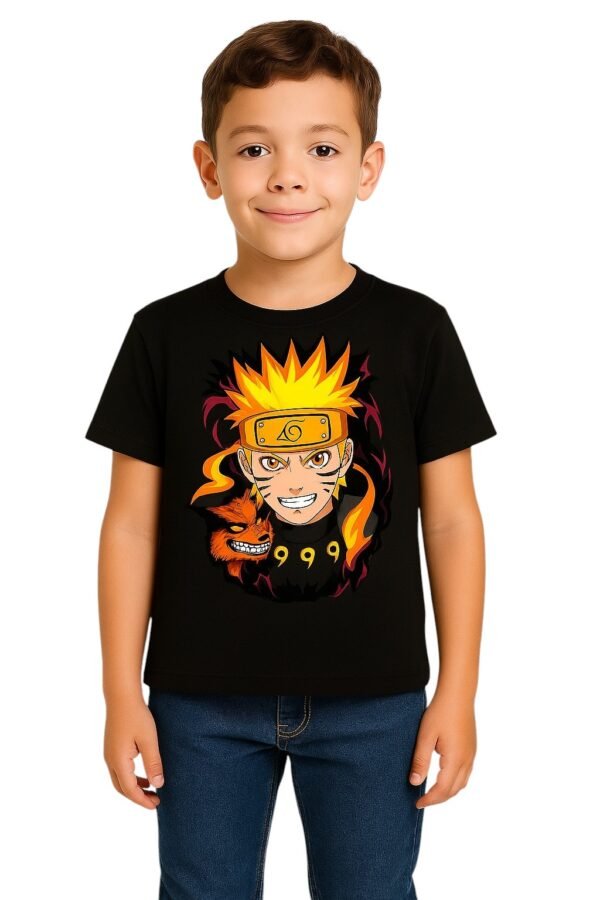 Black Naruto Anime Print Tshirt for boys and girls kid Half Sleeve Tshirt (Pack of 1)
