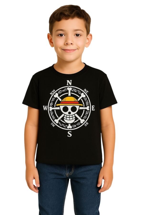 Black Skull Anime Print Tshirt for boys and girls kid Half Sleeve Tshirt (Pack of 1)