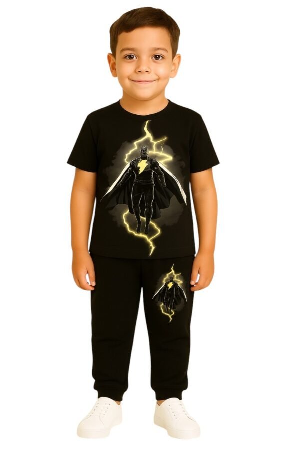 Black Adam T shirt & Pajama Set For Kids Boys, Anime Co-ord Set For Kids, Anime Print Tshirt and Pajamas Set