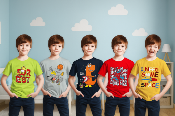 Boys & Girls Casual Graphics Print Tshirt(Pack of 5)