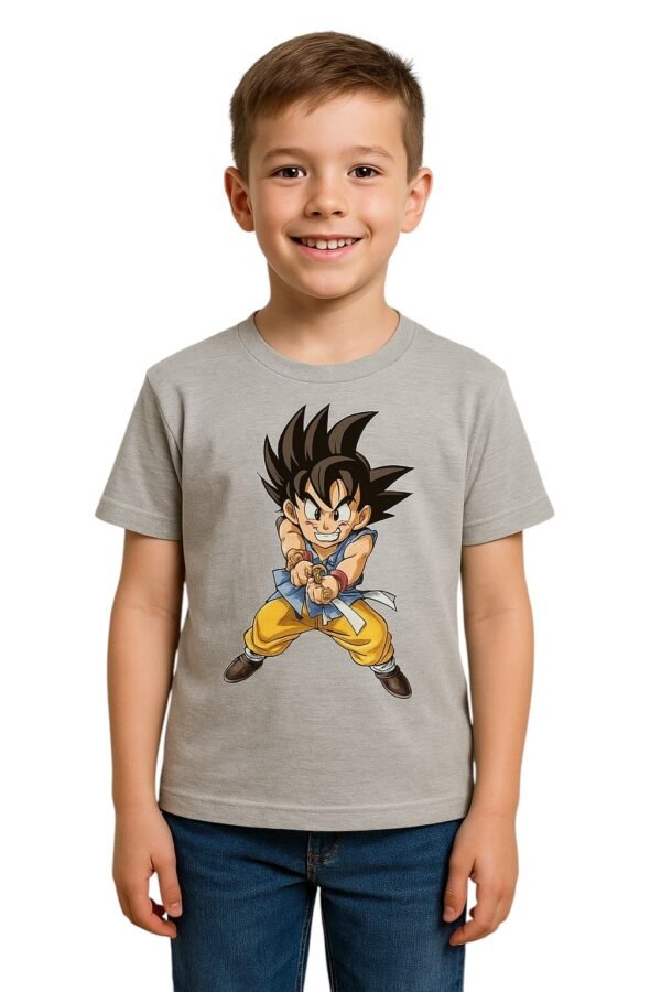 Goku Anime Print Tshirt Grey Colour for boys and girls kid Half Sleeve Tshirt (Pack of 1)