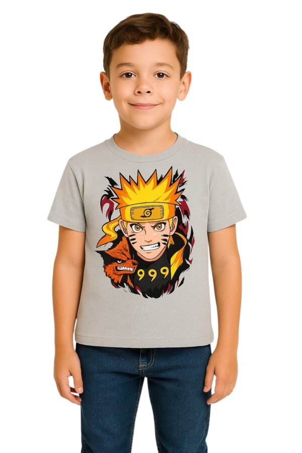 Naruto Anime Print Tshirt Grey Colour for boys and girls kid Half Sleeve Tshirt (Pack of 1)