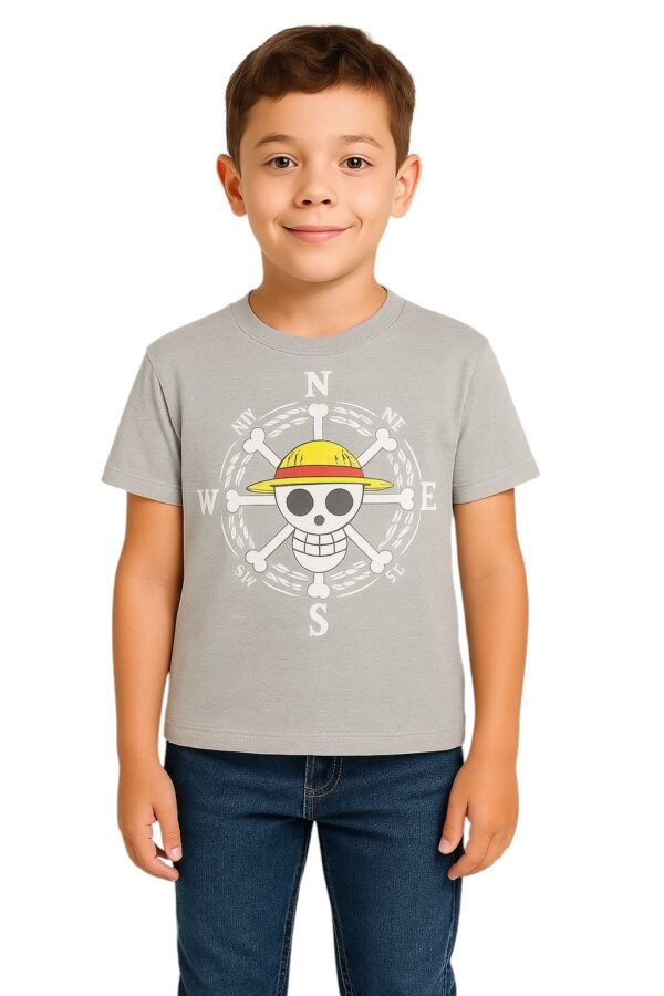Skull Anime Print Tshirt Grey Colour for boys and girls kid Half Sleeve Tshirt (Pack of 1)