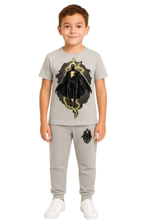 Grey Adam T shirt & Pajama Set For Kids Boys, Anime Co-ord Set For Kids, Anime Print Tshirt and Pajamas Set