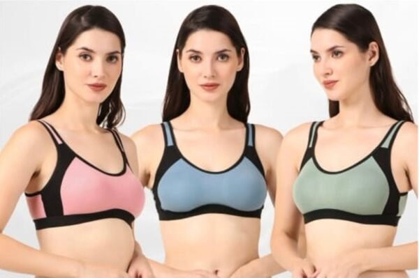 Women Color Sports Non Padded Bra (Pack of 3)