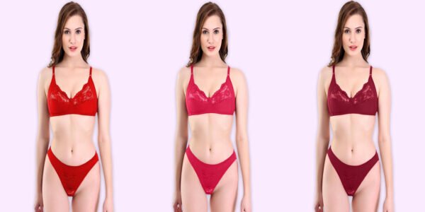 Lace Bra & Panty Lingerie Set (Pack of 3)